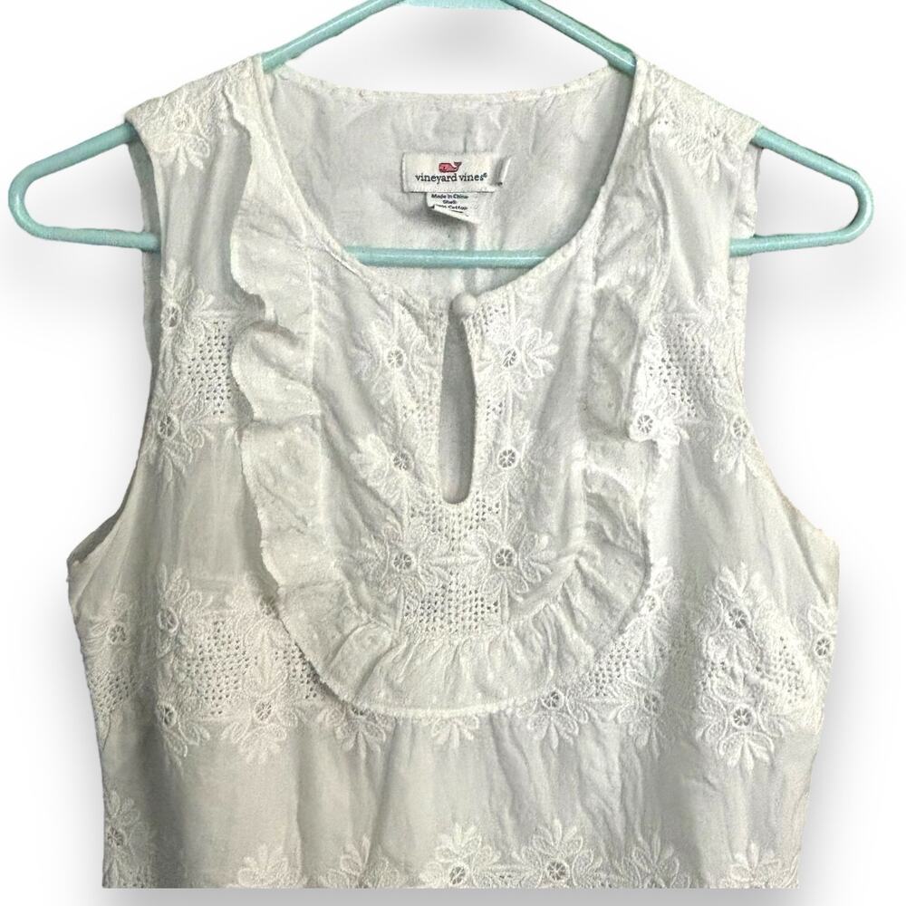 Vineyard Vines White Eyelet Sleeveless Top Size 2